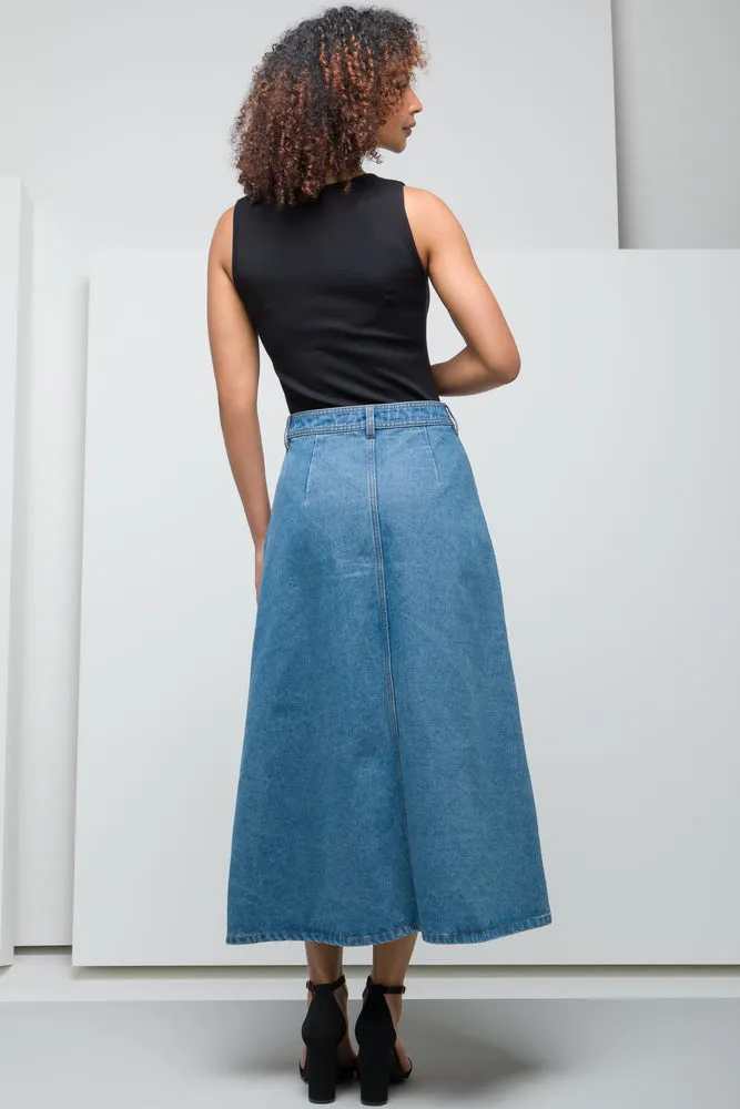 A-Line Denim Skirt Mid Blue