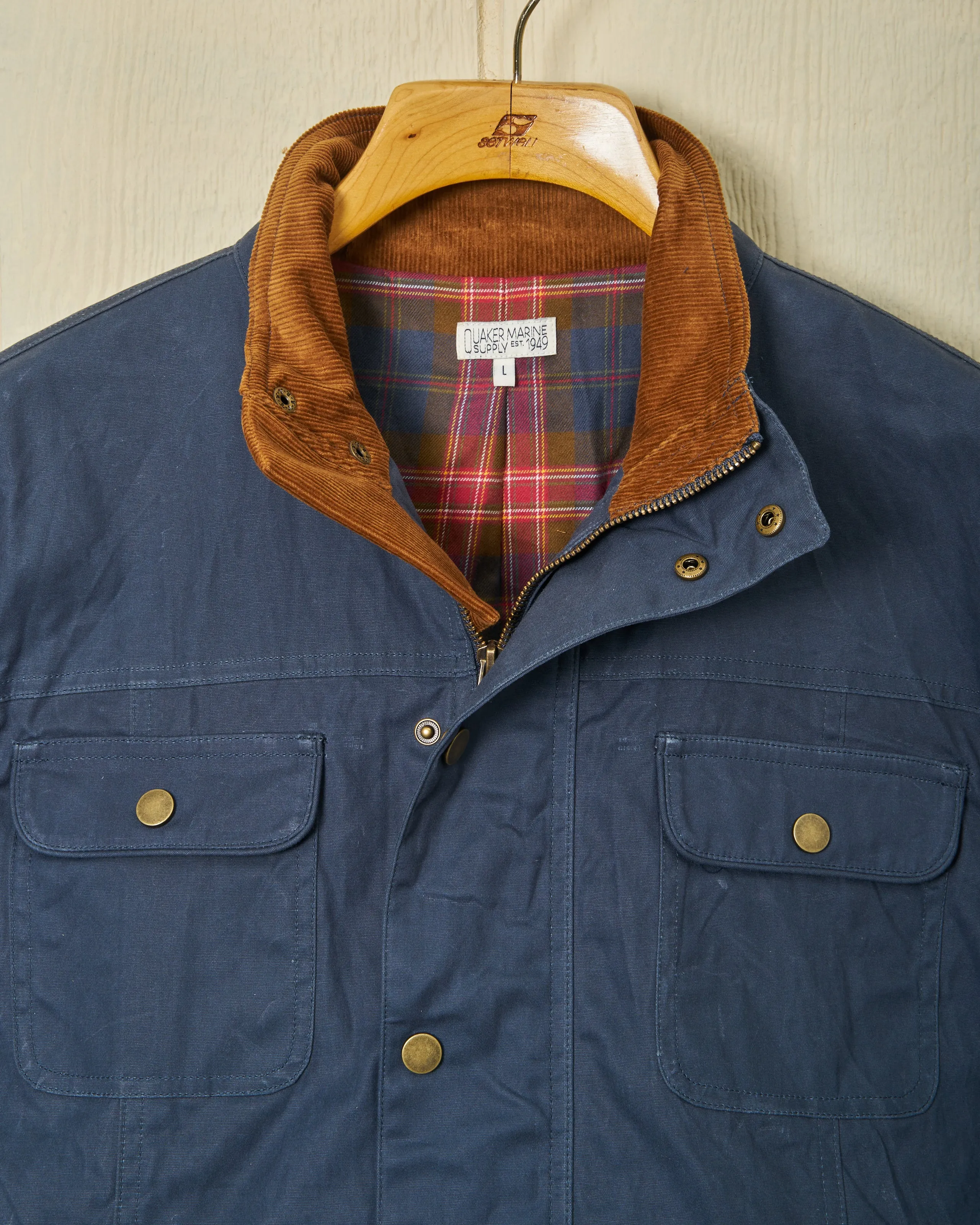 Aberdeen Jacket in Navy Waxed Canvas