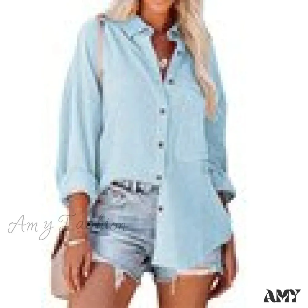 Amy Fashion - Oversize Turn Down Collar Elegant Blouses