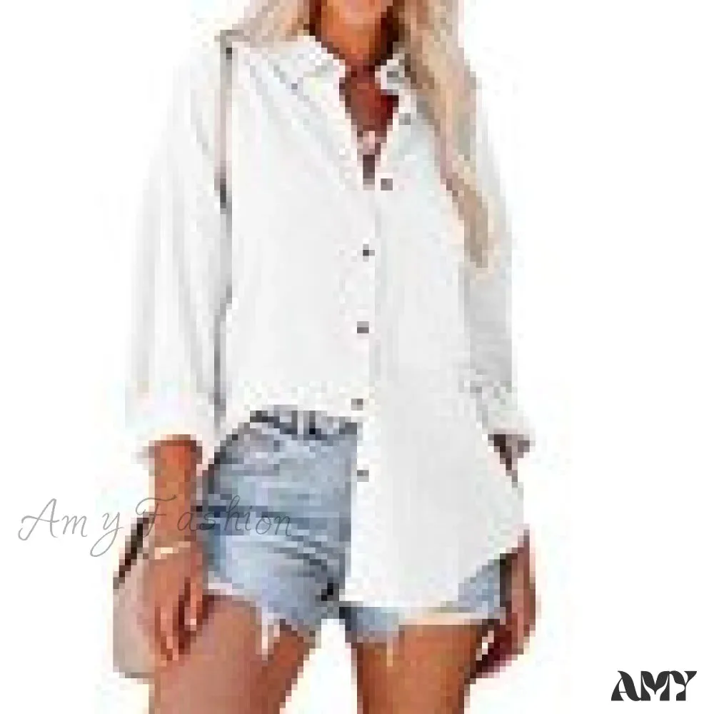 Amy Fashion - Oversize Turn Down Collar Elegant Blouses