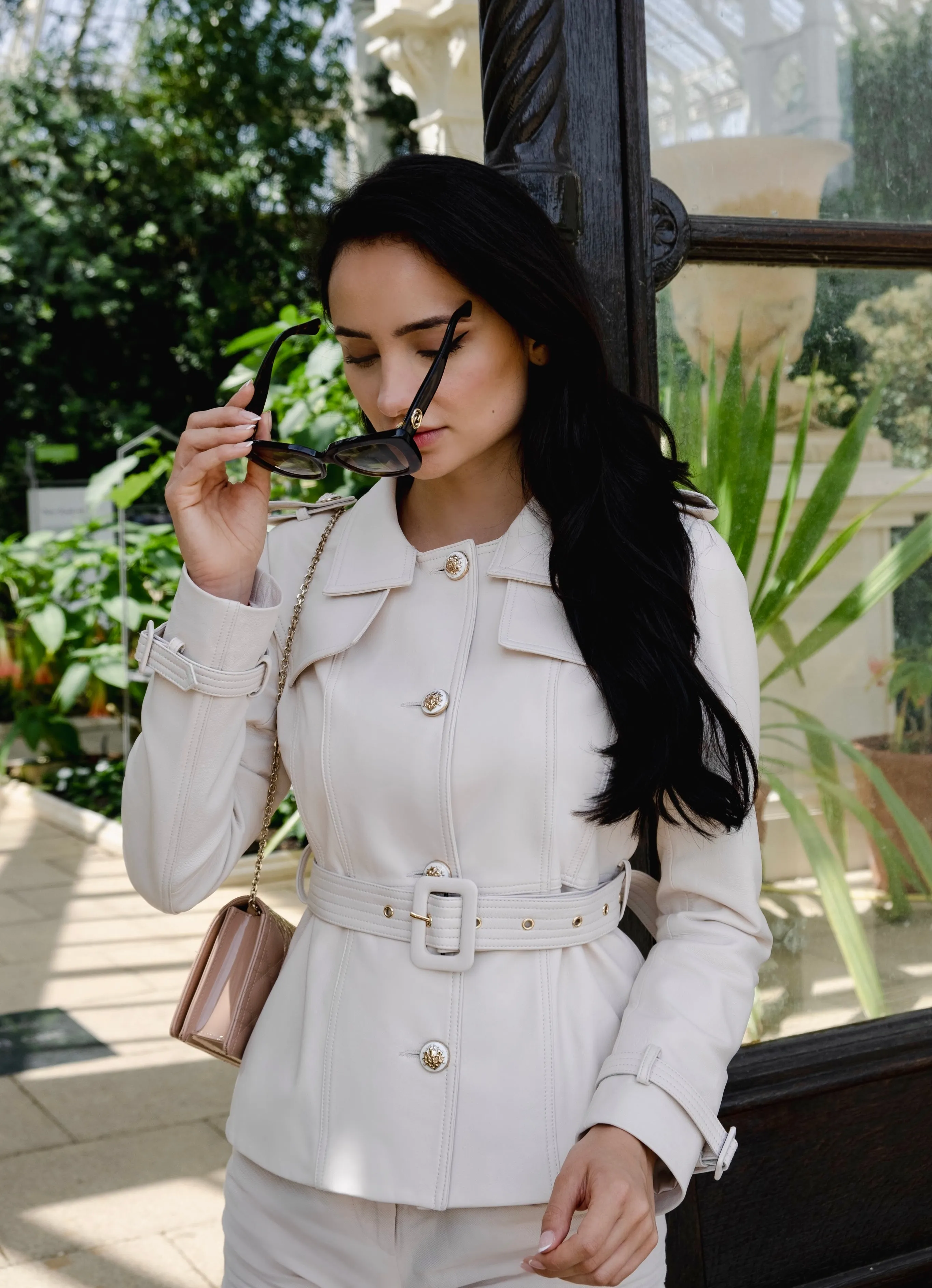 'Bardot' Leather Jacket in Crema