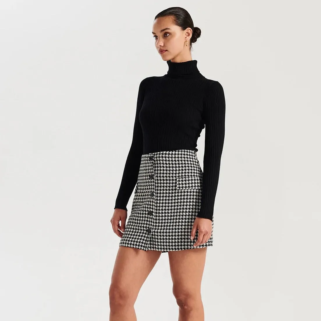 Bella Woven Mini Skirt (Houndstooth)