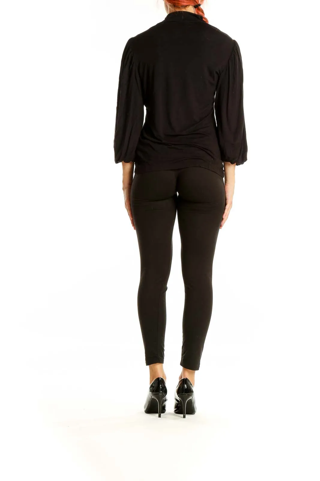 Black Elegant Mock Neck Top