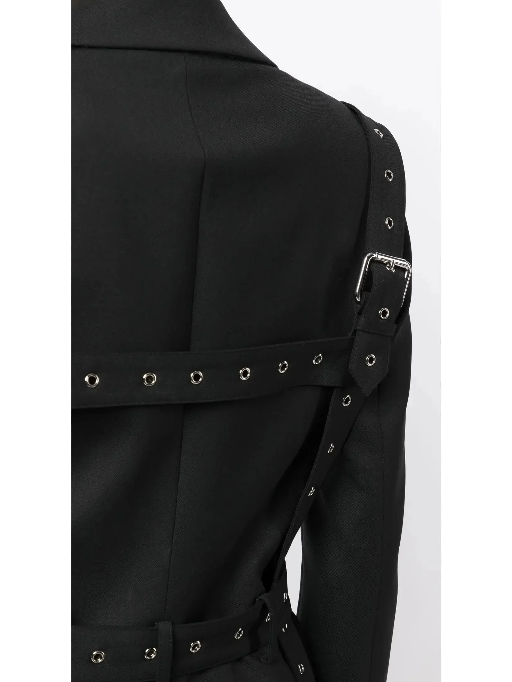 Black Multi Buckle Belted Single Breasted Blazer