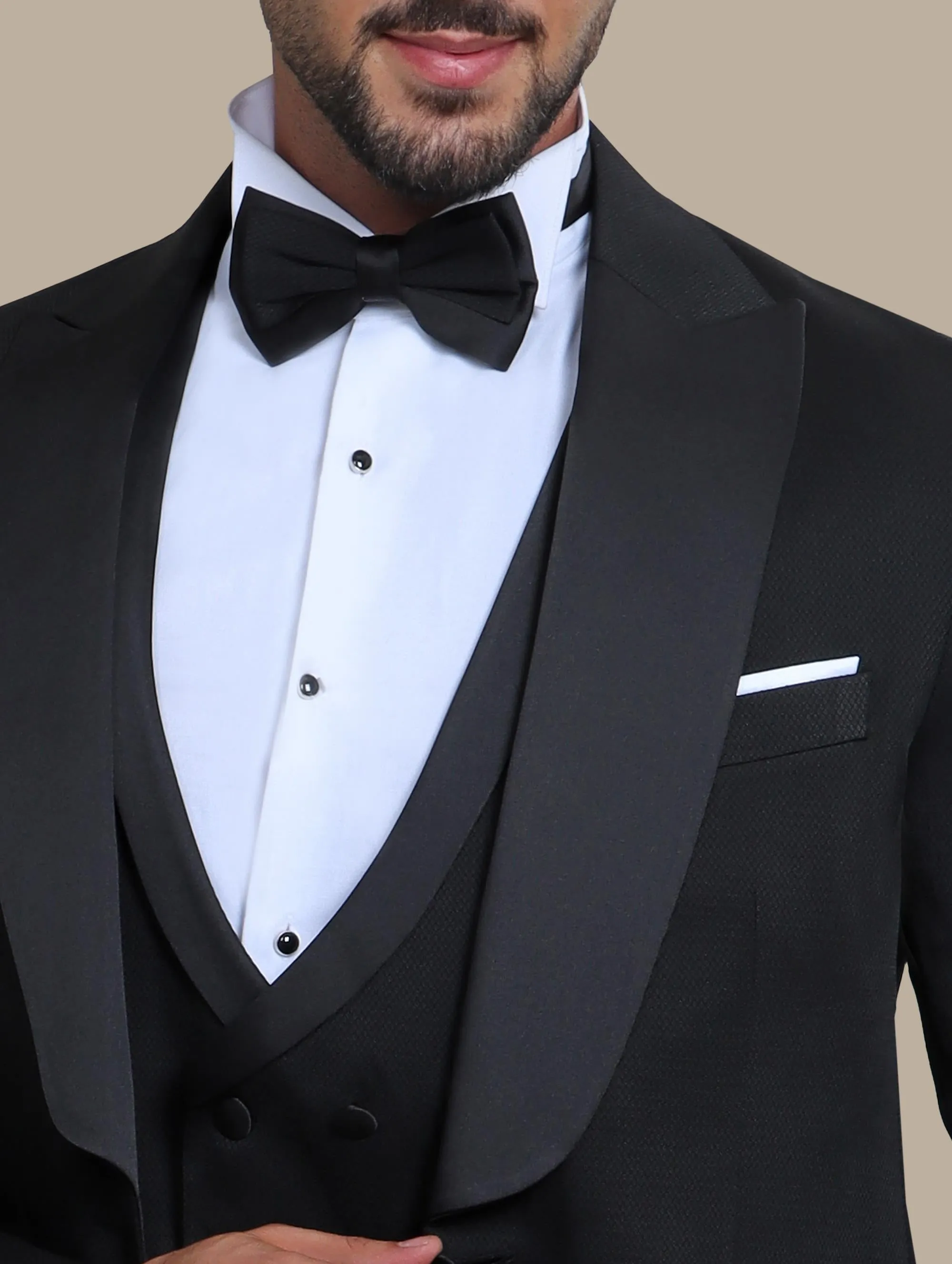 Black Structure Wide Peak 4-Piece Tuxedo