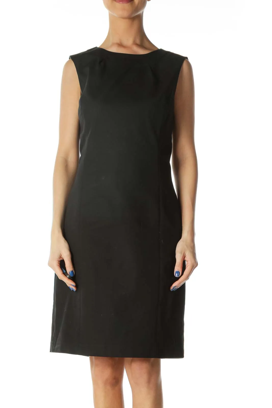 Black Structured Cut Sheath Dress