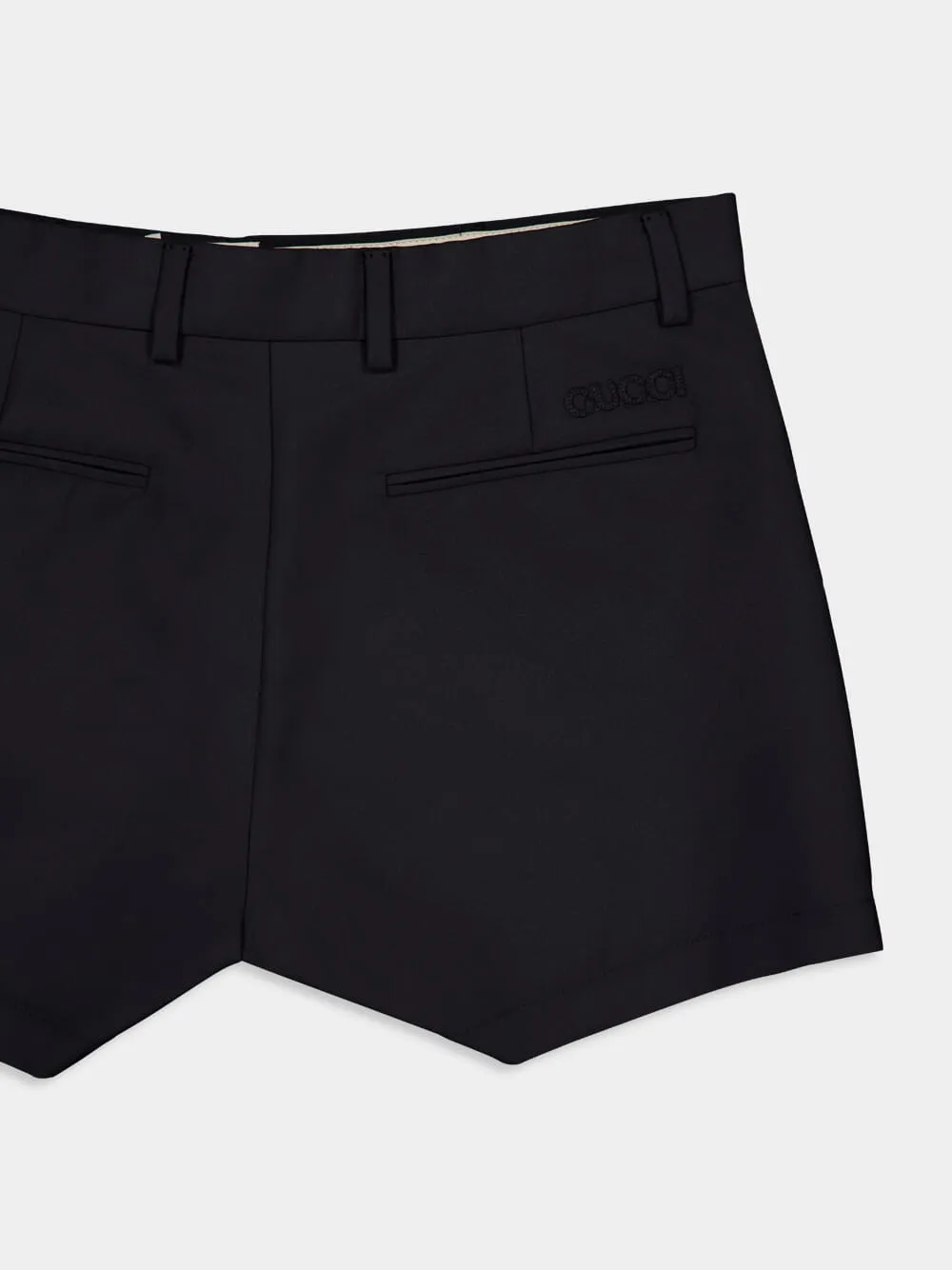 Black Techno Gabardine Shorts