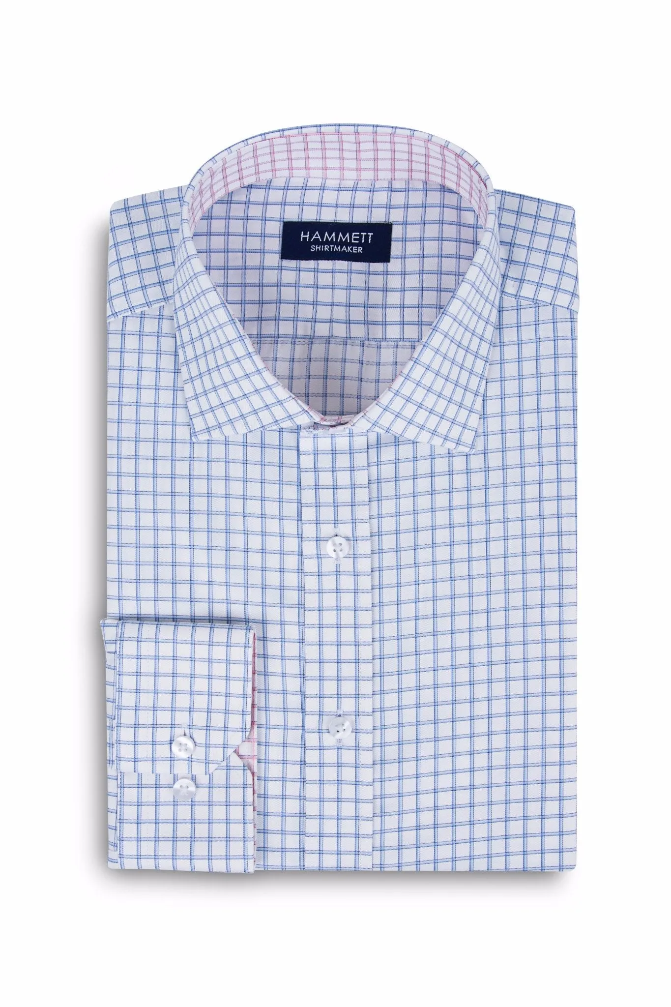 Blue Fine Twill Grid Check Men's Shirt