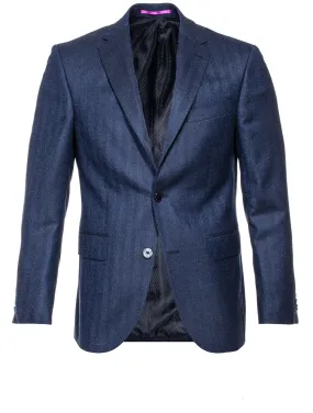 Blue Herringbone Blazer Blue