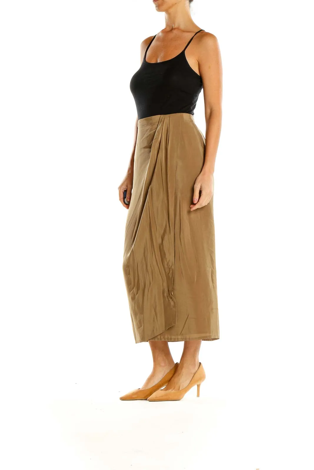 Brown Classic Midi Skirt