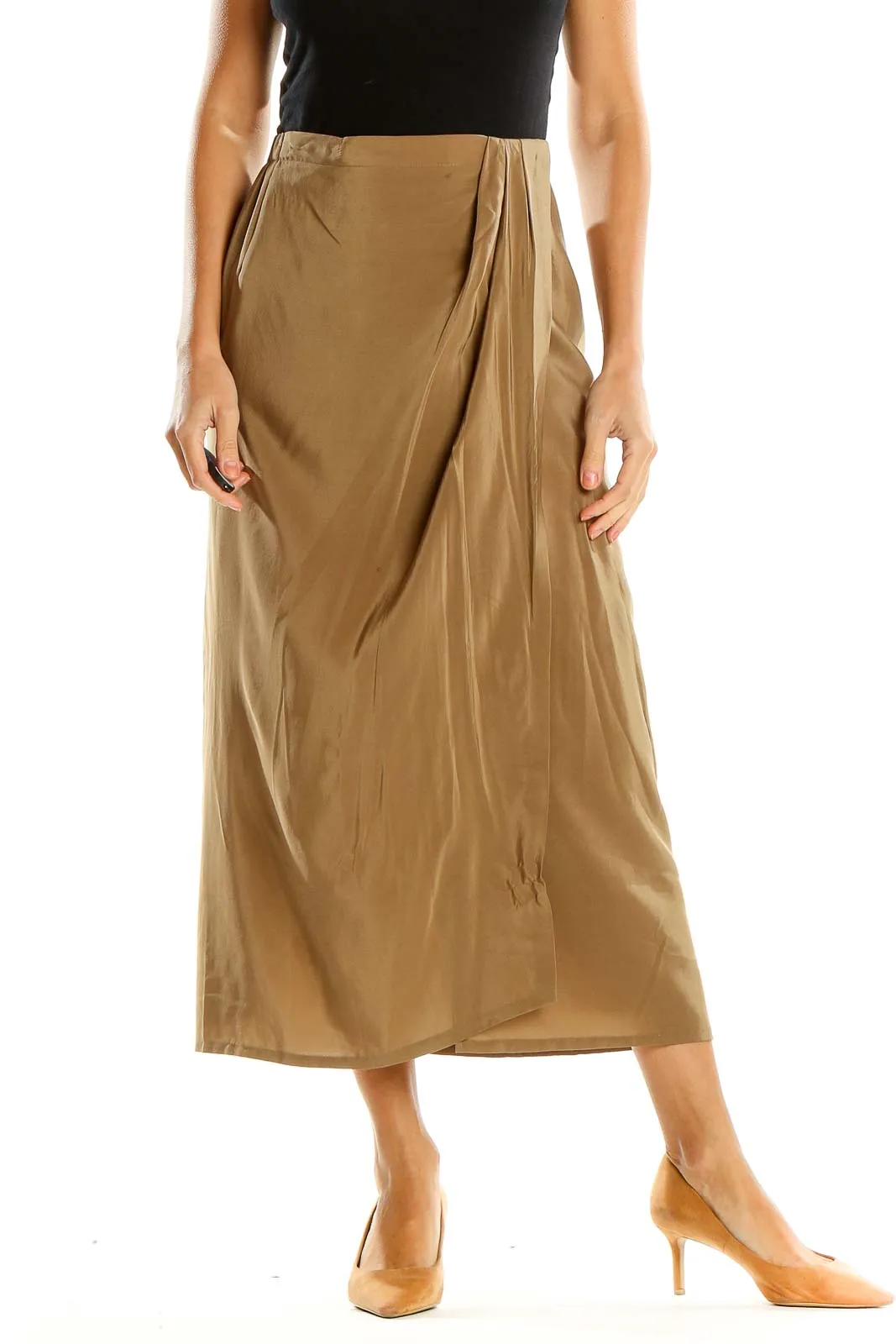 Brown Classic Midi Skirt