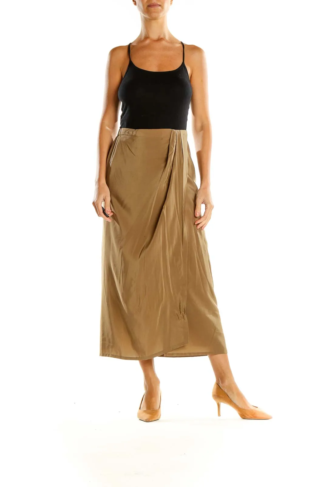 Brown Classic Midi Skirt