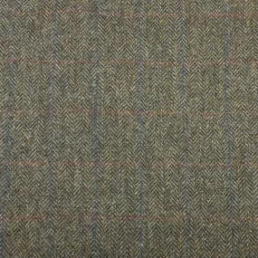 Brown Herringbone 100% Wool Fabric