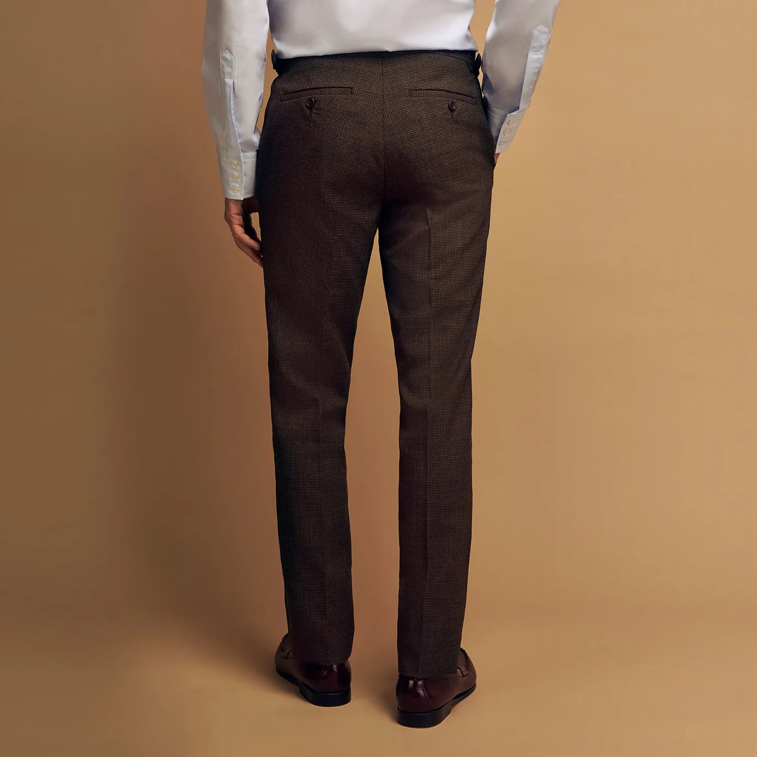 Brown Puppytooth Wool Jonathan Trousers