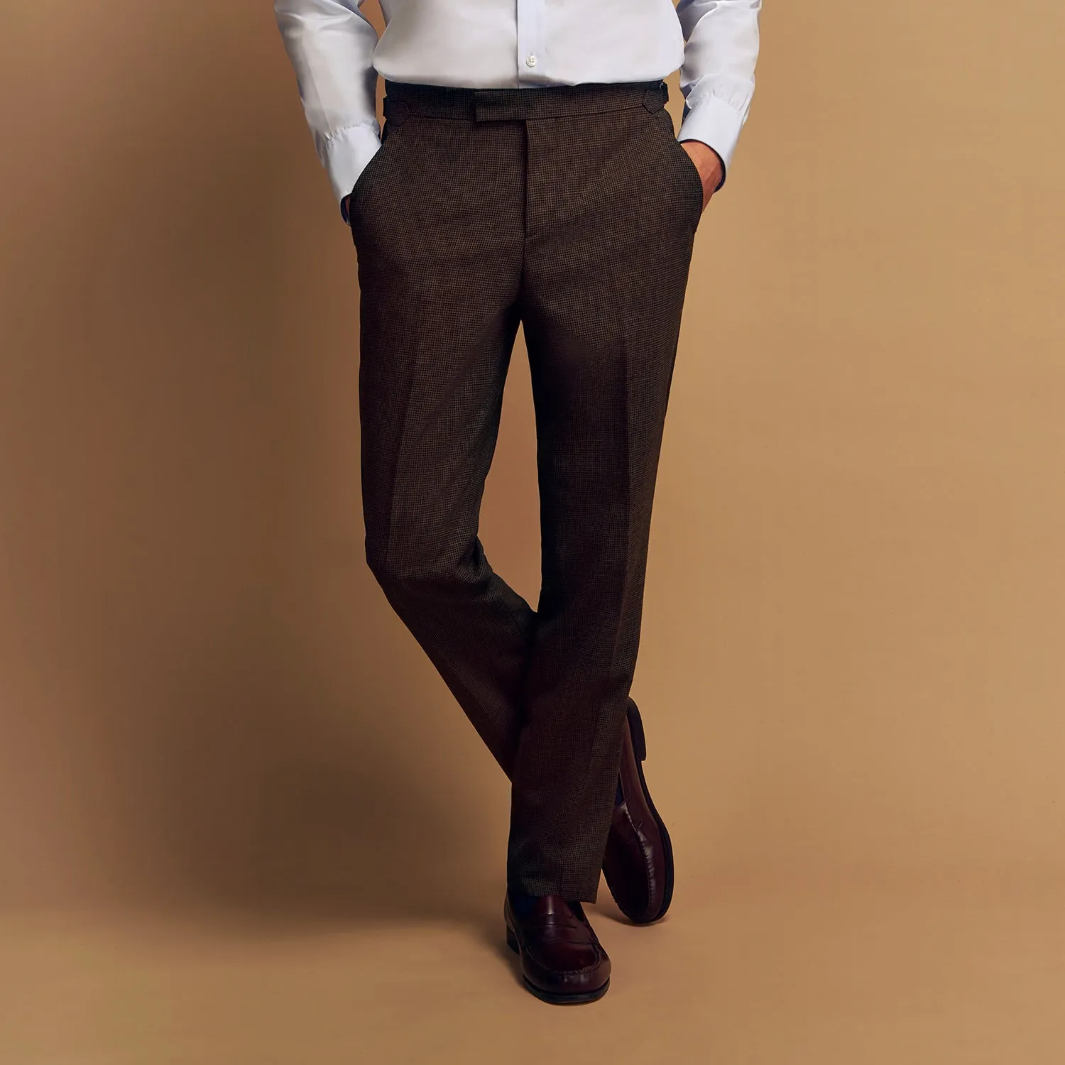 Brown Puppytooth Wool Jonathan Trousers