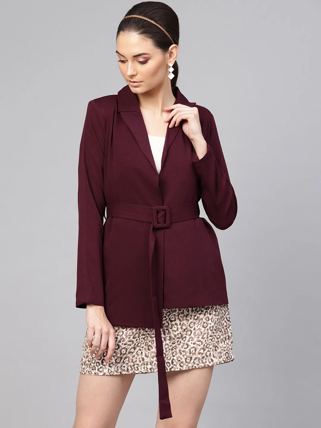 Burgundy Belted Jacket