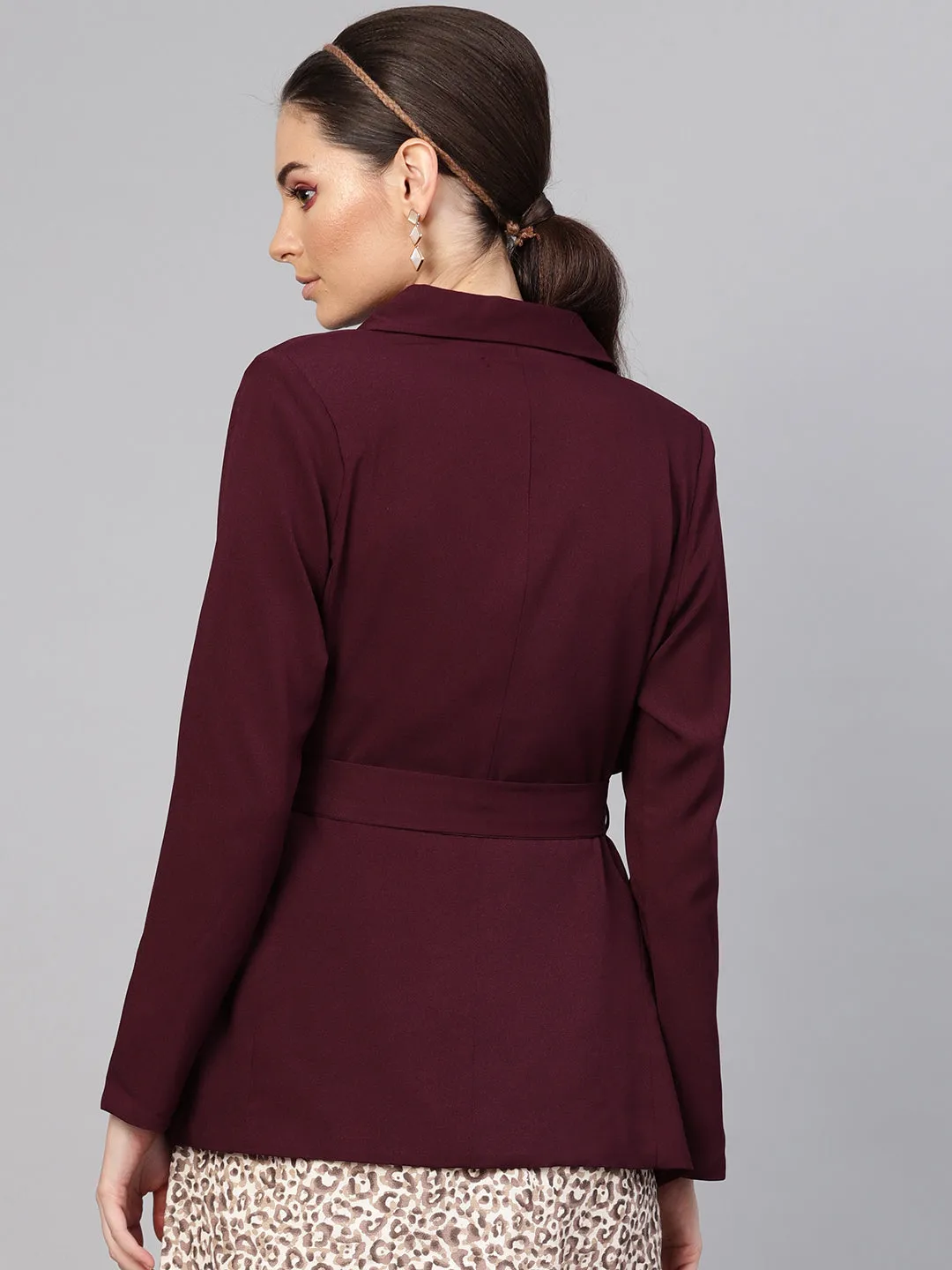 Burgundy Belted Jacket