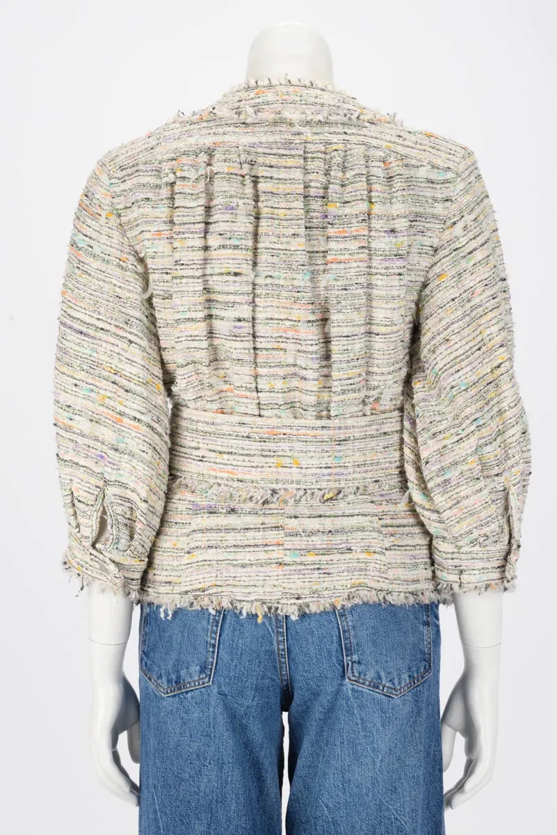 Chanel Pastel Fantasy Tweed Belted Jacket FR 38