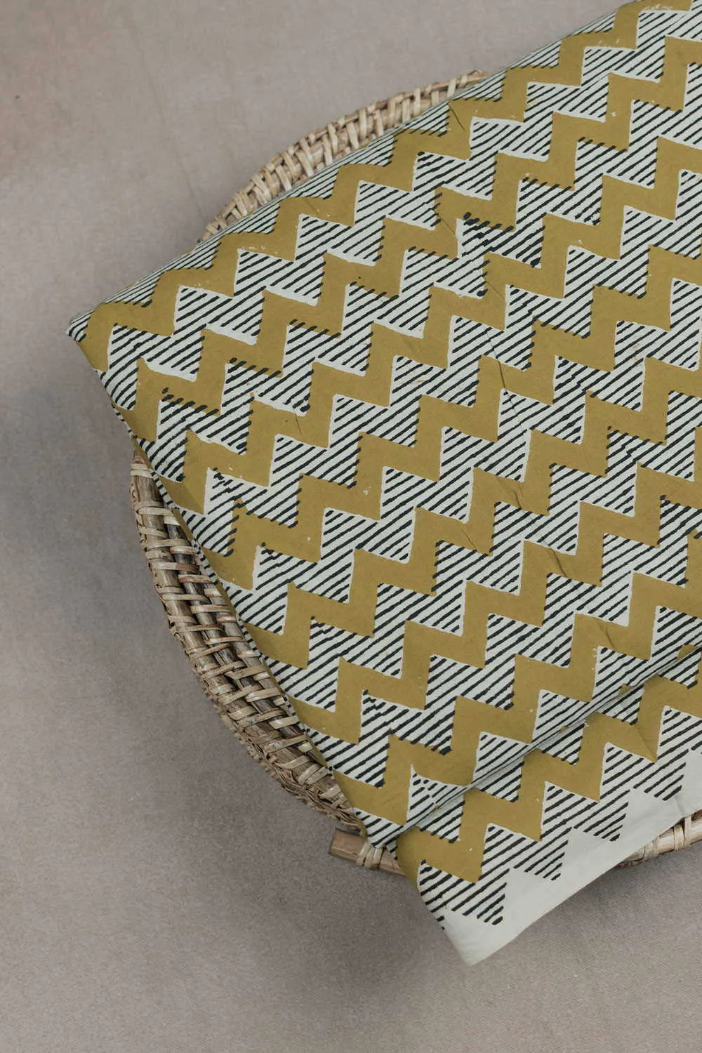 Chevron on Yellow Bagru Cotton Fabric