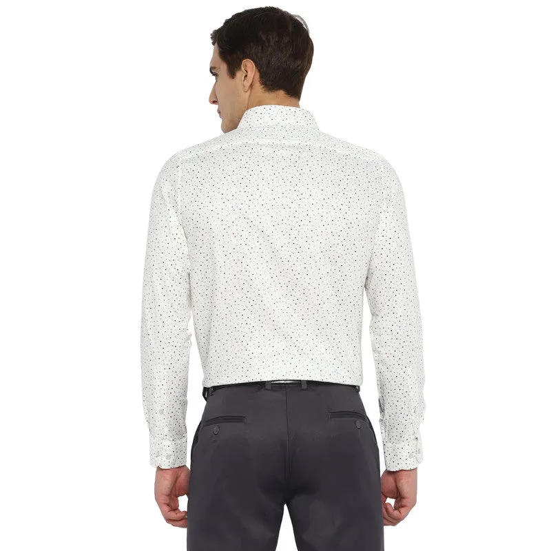 Cotton White Printed Slim Fit Shirts