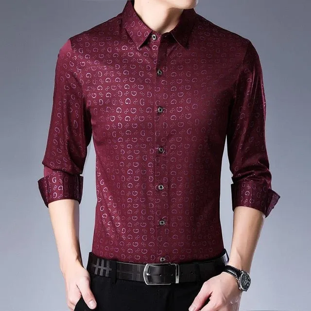 Dg Pattern Men Slim Fit Shirt