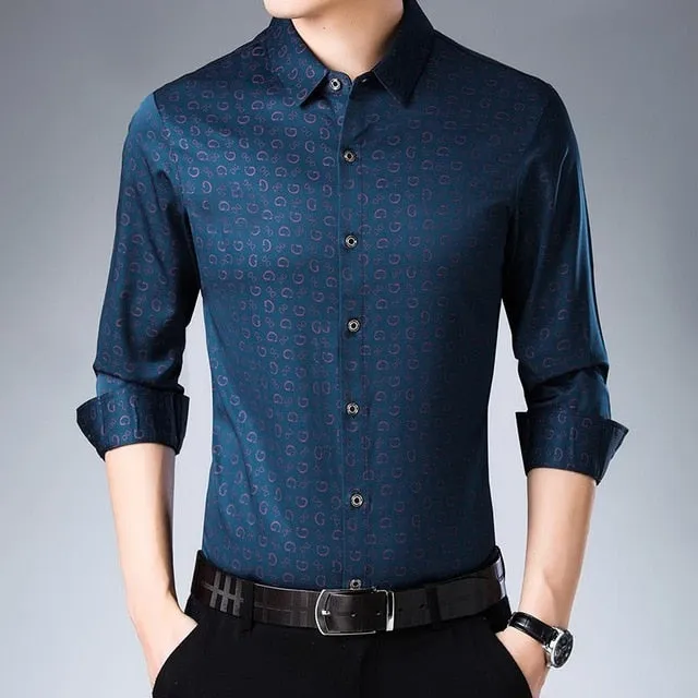 Dg Pattern Men Slim Fit Shirt