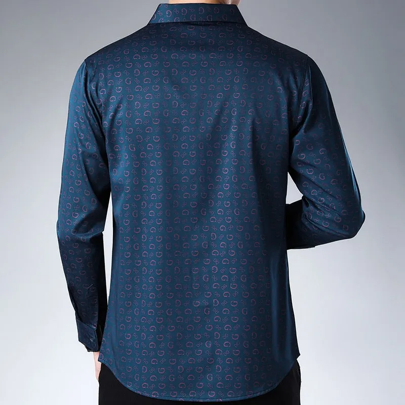 Dg Pattern Men Slim Fit Shirt