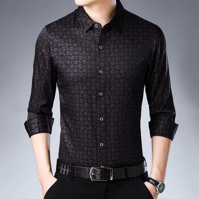 Dg Pattern Men Slim Fit Shirt