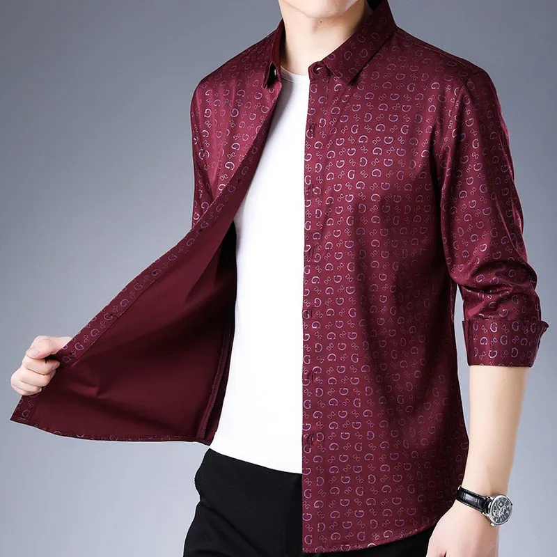 Dg Pattern Men Slim Fit Shirt