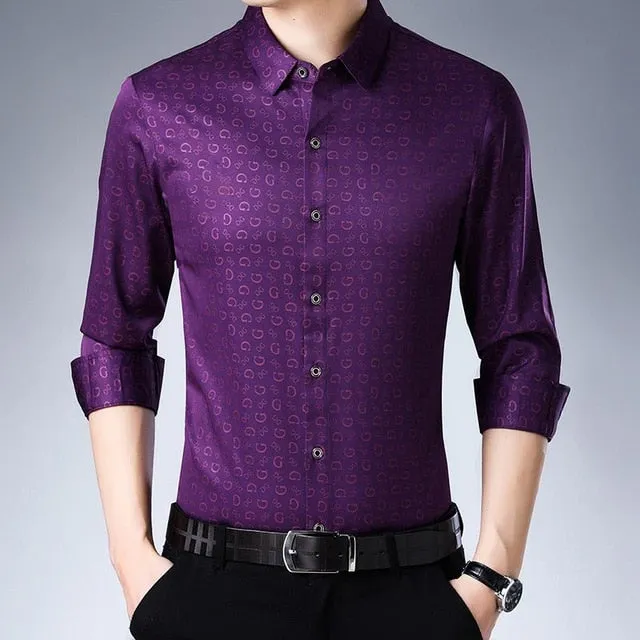 Dg Pattern Men Slim Fit Shirt