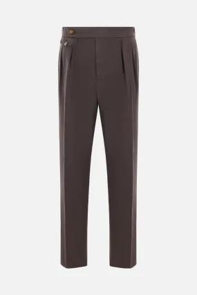 Double Pleated Gabardine Cotton Trousers