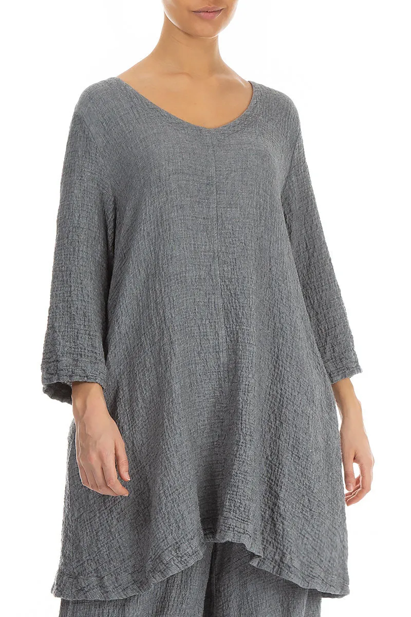 Flared Elegant Grey Wool Tunic