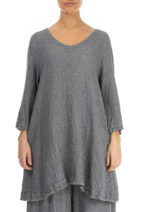 Flared Elegant Grey Wool Tunic