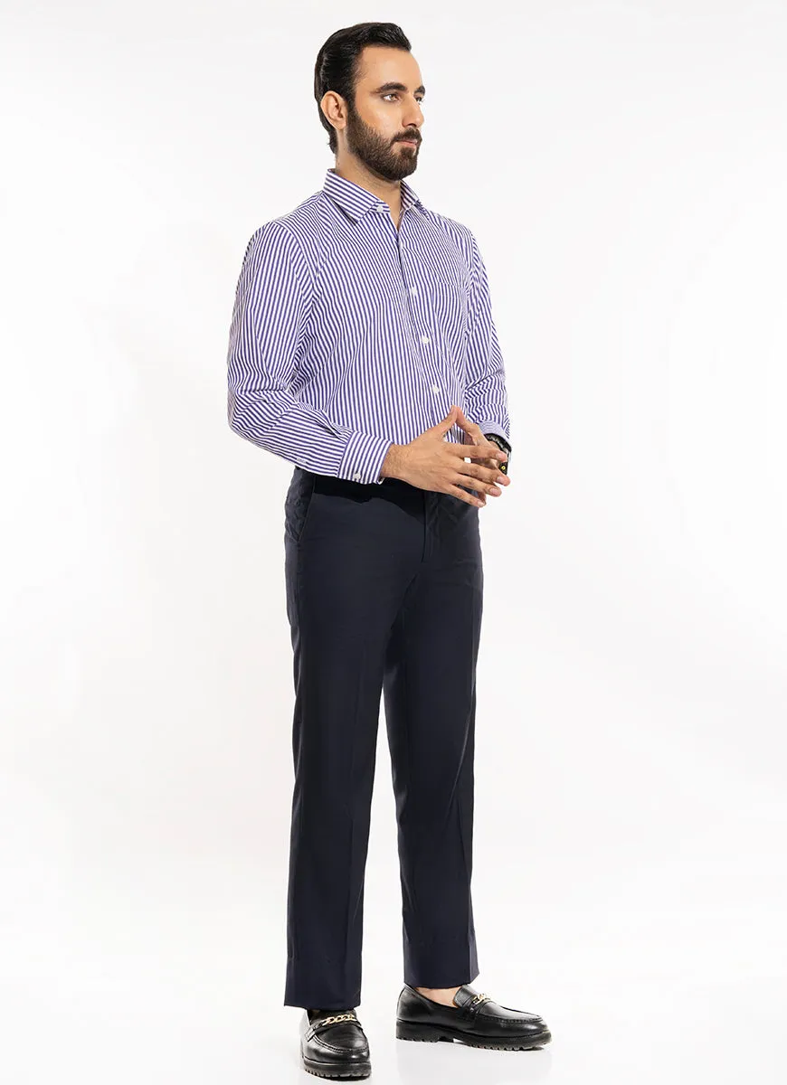 Formal Shirt - Supernova Silver Purple Chalk Stripes