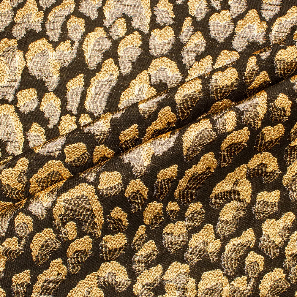 Gold on Black Petal Metallic Brocade