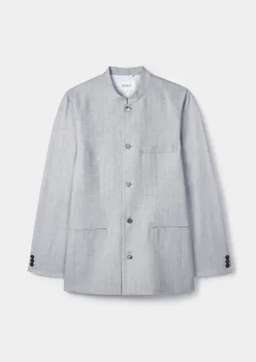 Grey Herringbone Linen Nehru Jacket