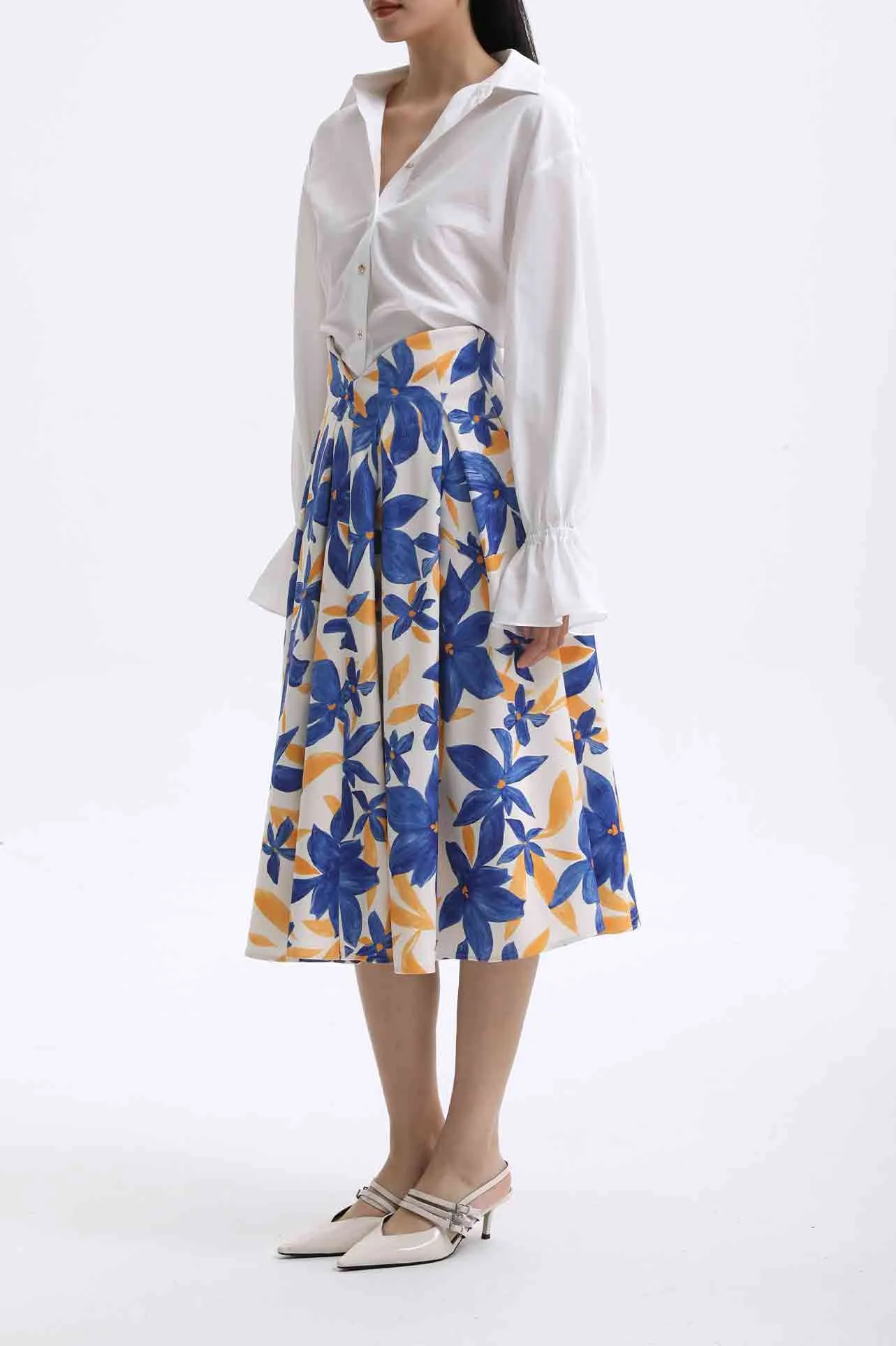 ITALIAN WATERCOLOUR PRINT SKIRT