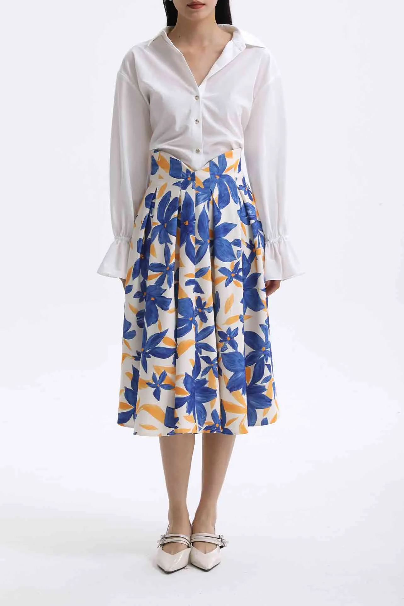 ITALIAN WATERCOLOUR PRINT SKIRT