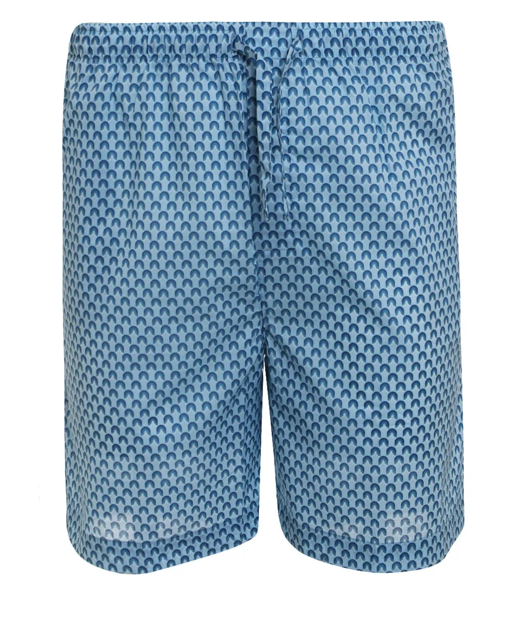 Light Blue and Mid Blue Neat Cotton Lounge Short