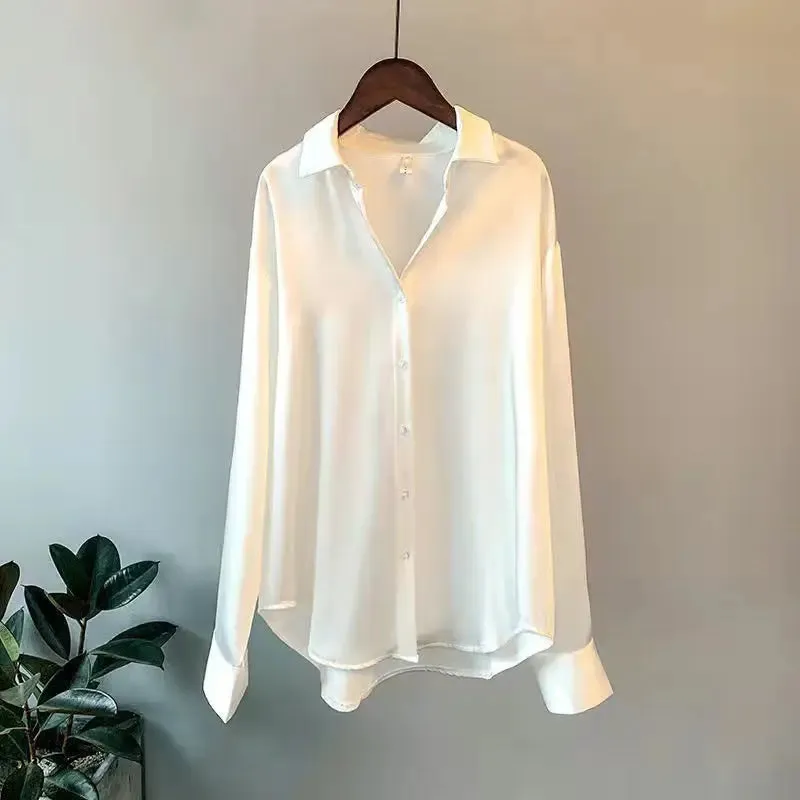 Long French Soft Elegant Simple Hollow Out Blouse