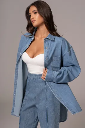 Medium Wash Denim Brandi Oversized Button Up