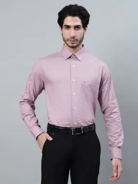 Men's Red Self Design Full Sleeve Formal Shirt