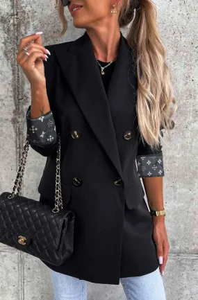 Michelle Oversized 'LV' Inspired Blazer Jacket-Black