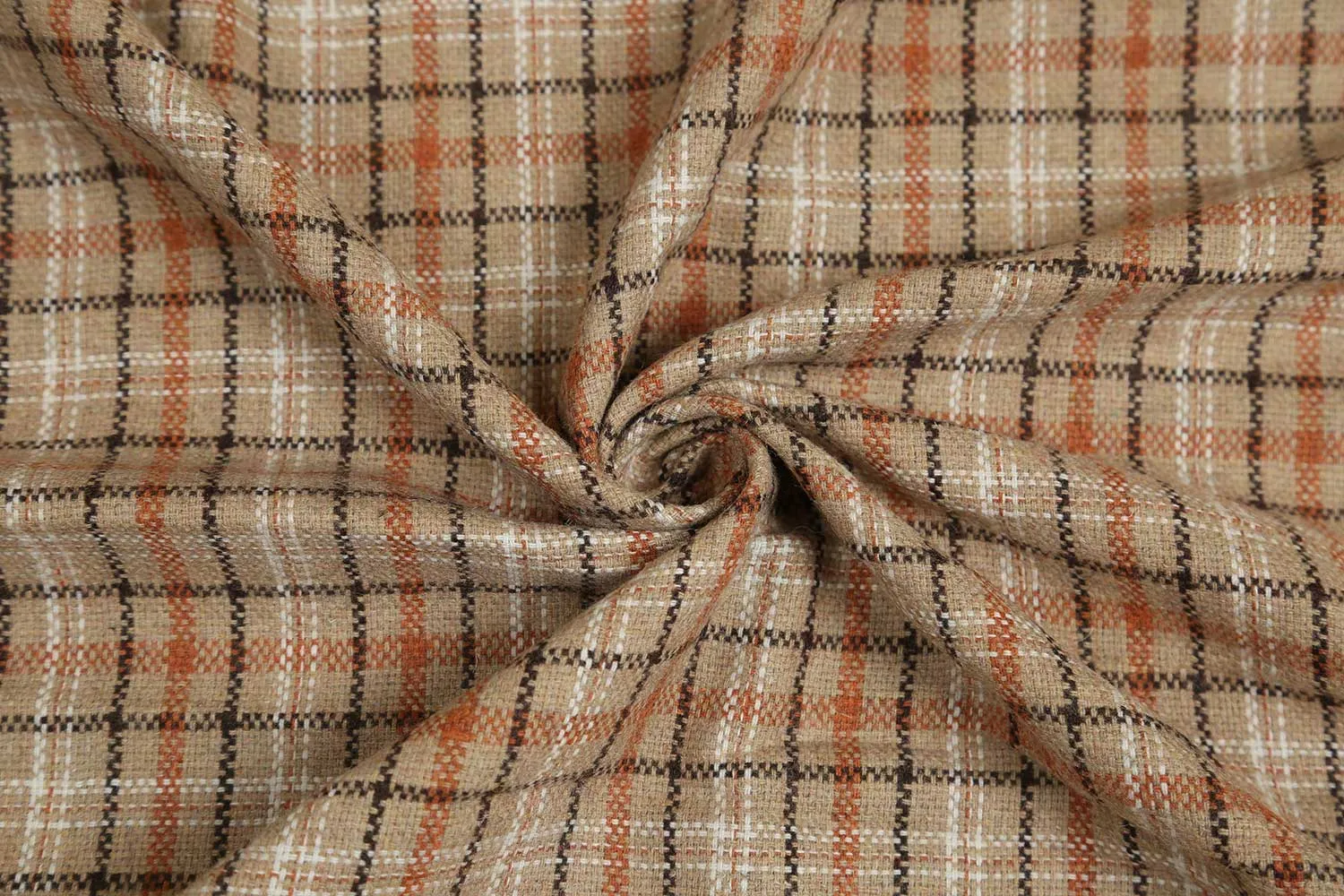 Multicolor Checks Wool Tweed Fabric