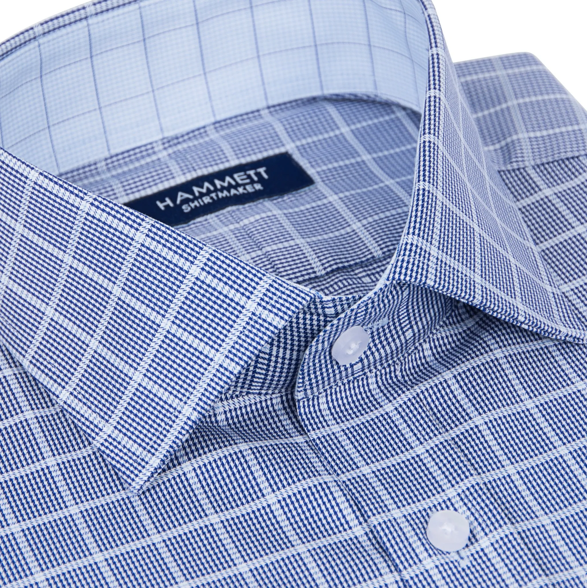 Navy Blue Twill Graph Check Formal Men's Shirt