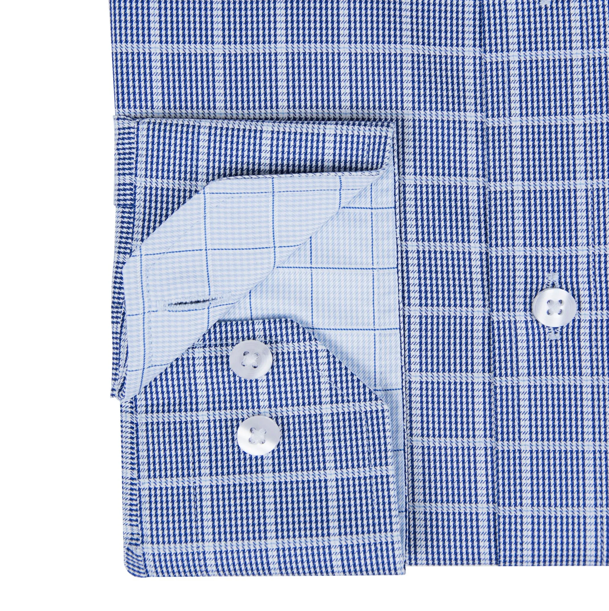 Navy Blue Twill Graph Check Formal Men's Shirt