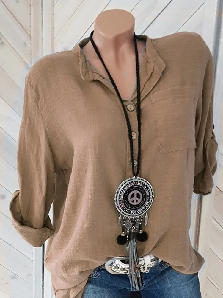 Oversized Women Cotton Linen Blouses