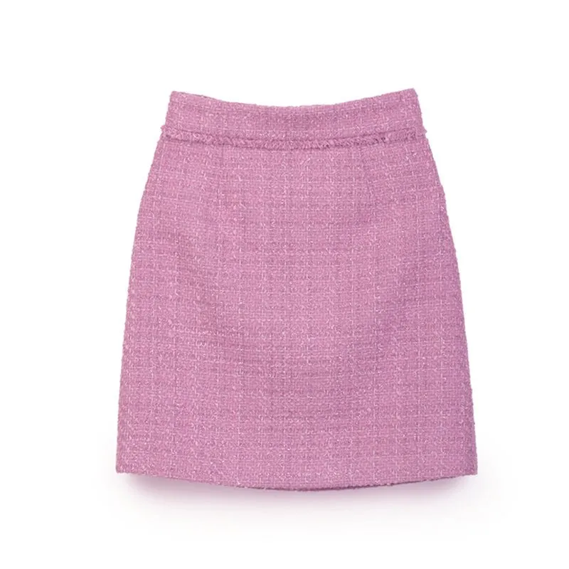 Pink Tweed Midi Skirts