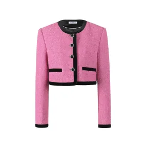 Pink Wool Sequin Trimmed Jacket