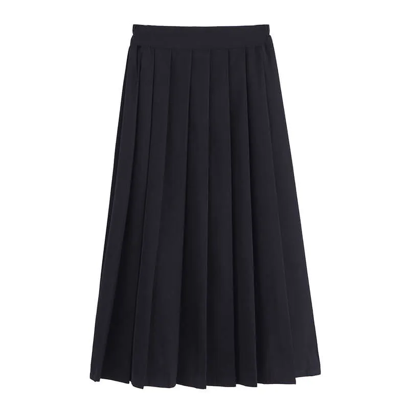 [Plus size] Classic long pleated skirt